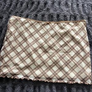 H&M Brown and Cream Plaid Mini Skirt